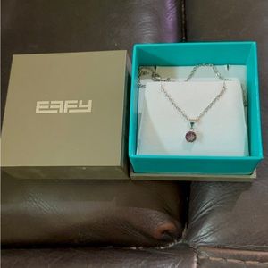 Effy Mystic Topaz 1 Ct solitaire necklace in 925 sterling silver